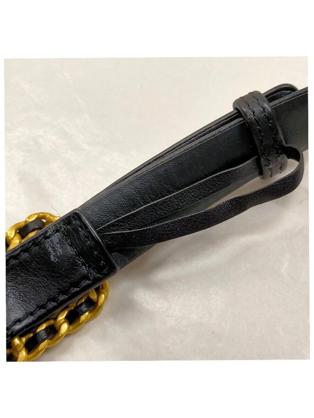 Authentic Chanel Chain Belt Black Leather Gold CC Logo Waist Belt Vintage Luxury - Picture 6 of 10